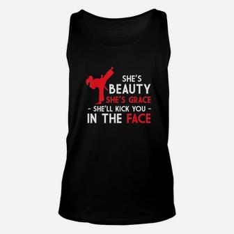 Beauty And Grace Girls Martial Arts Tkd Karate Test Mom Dad Unisex Tank Top - Seseable