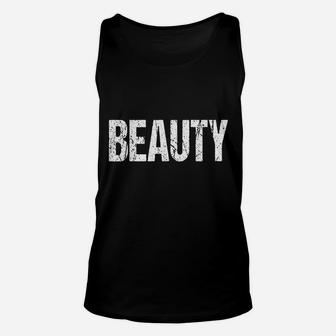 Beauty Beast Funny Valentines Day Couple Matching Unisex Tank Top - Seseable