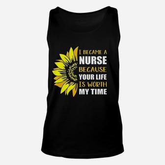 Became A Nurse Sunflower, funny nursing gifts Unisex Tank Top - Seseable
