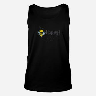 Bee Happy Gift Cute Vintage Art Graphic Unisex Tank Top - Seseable