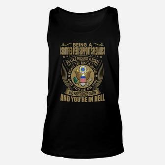 Being A Certified Peer Support Specialist Like Riding A Bike Job Title Shirts Unisex Tank Top - Seseable