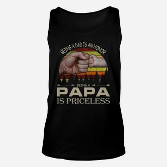 Being A Dad Is An Honor Being A Papa Is Priceless Vintage Sunset Shirt Unisex Tank Top - Seseable