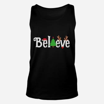 Believe Christmas Reindeer Unisex Tank Top - Seseable