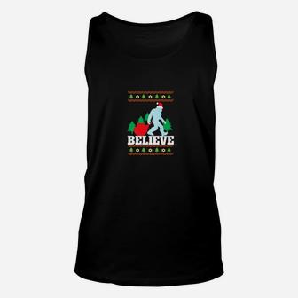 Believe In Bigfoot Ugly Christmas Sweater Unisex Tank Top - Seseable