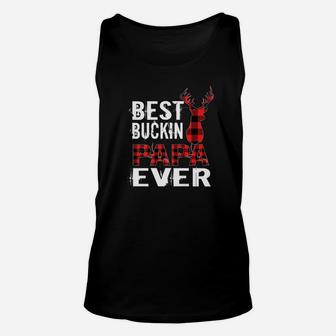 Best Buckin Papa Ever Red Plaid Deer Hunting Father Unisex Tank Top - Seseable