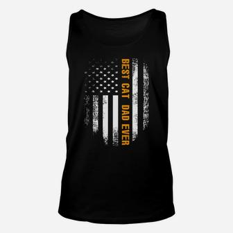 Best Cat Dad Ever Shirt American Flag Cool Fathers Day Gift Unisex Tank Top - Seseable