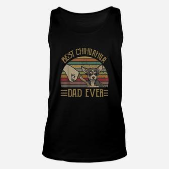 Best Chihuahua Dad Ever Retro Vintage Sunset Unisex Tank Top - Seseable