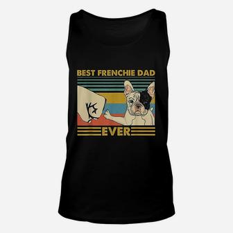 Best Frenchie Dad Ever Retro Vintage Sunset Unisex Tank Top - Seseable