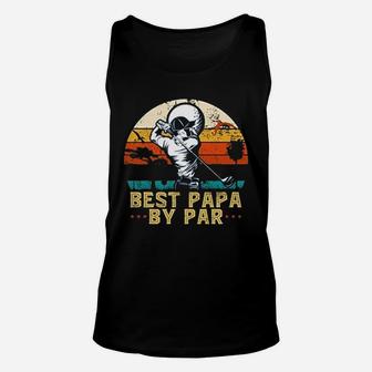 - Best Papa By Par Funny Golf Dad Vintage Sunset Humor Unisex Tank Top - Seseable