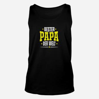 Bester Papa der Welt Herren Unisex TankTop, Schwarz mit Gelber Schrift - Seseable