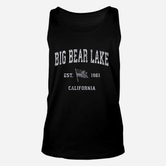 Big Bear Lake California Ca Vintage Us Flag Unisex Tank Top - Seseable