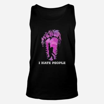 Bigfoot Middle Finger I Hate People Abduction Sasquatch Unisex Tank Top - Seseable