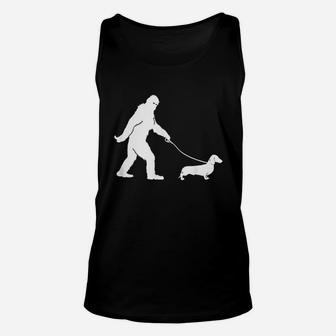 Bigfoot Sasquatch Walking Dachshund Dog Lovers Gift Unisex Tank Top - Seseable