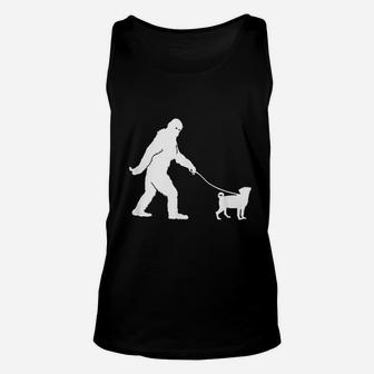 Bigfoot Sasquatch Walking Pug Dog Lovers Gift Unisex Tank Top - Seseable