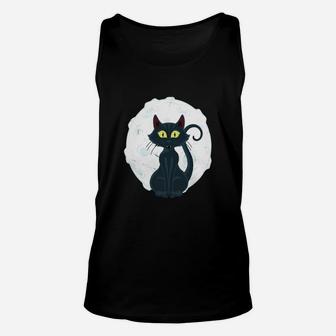 Black Cat Full Moon Halloween Cool T-shirt Unisex Tank Top - Seseable