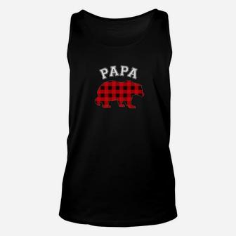 Black Red Gingham Plaid Papa Bear Pajama Shirt Unisex Tank Top - Seseable