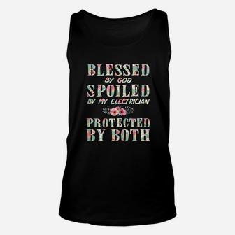 Blessed By God Spoiled By My Electrician Wife Unisex Tank Top - Seseable