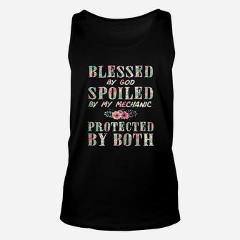 Blessed By God Spoiled By My Mechanic Wife Unisex Tank Top - Seseable