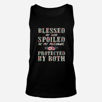 Blessed By God Spoiled By My Mechanic Wife Women Gift Unisex Tank Top - Seseable