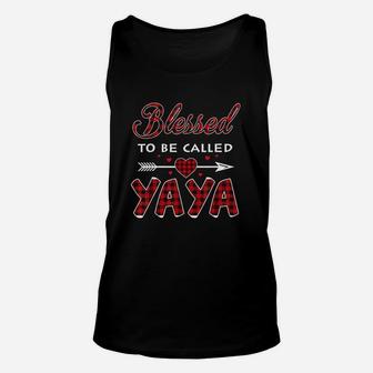 Blessed To Be Called Yaya Buffalo Plaid Grandma Christmas Unisex Tank Top - Seseable