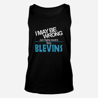 Blevins Doubt Wrong - Blevins Name Shirt Unisex Tank Top - Seseable