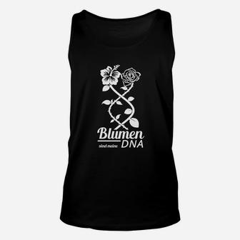 Blumen-DNA Motiv Schwarzes Unisex TankTop mit Schriftzug, Kreatives Design Tee - Seseable