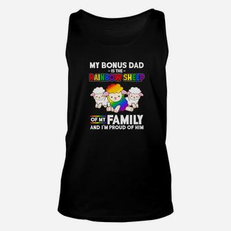 Bonus Dad Rainbow Sheep Family Proud Gay Pride Unisex Tank Top - Seseable