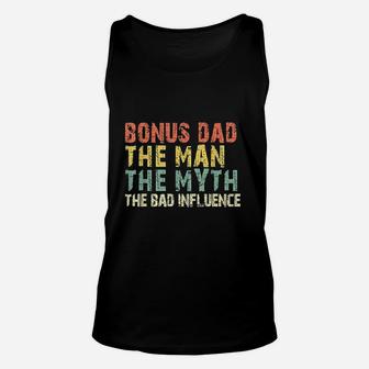 Bonus Dad The Man Myth Bad Influence Vintage Gift Unisex Tank Top - Seseable