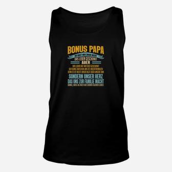 Bonus Papa Spruch Schwarzes Unisex TankTop, Geschenk für Stiefväter - Seseable