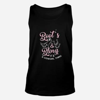 Boots And Bling Its A Cowgirl Thing Western Unisex Tank Top - Seseable