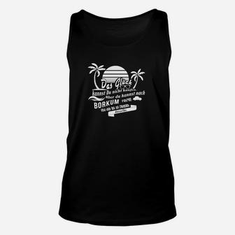 Borkum Urlaubsmotiv Unisex TankTop Schwarz, Palmen Sonnenuntergang Design - Seseable