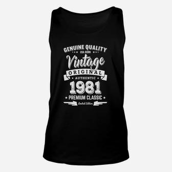 Born In 1981 Vintage Birthday T-shirt - Made In 1981 Shirts Unisex Tank Top - Seseable