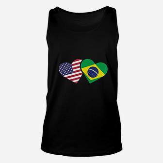 Brazil Usa Flag Heart Brazilian Americans Love Cute Unisex Tank Top - Seseable