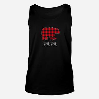 Buffalo Check Papa Bear Matching Family Outfits Shirt Photo Unisex Tank Top - Seseable
