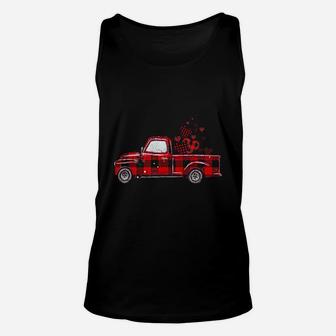 Buffalo Red Plaid Hearts Vintage Truck Cute Valentine's Day Unisex Tank Top