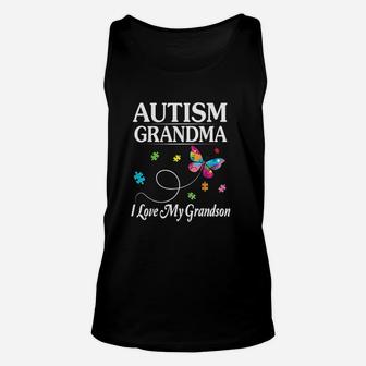 Butterfly Grandma I Love My Grandson Awareness Unisex Tank Top - Seseable