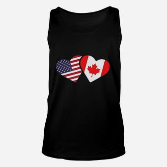 Canada Usa Flag Heart Canadian Americans Love Cute Unisex Tank Top - Seseable