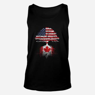 Canadian Roots American Grown Canada Flag Unisex Tank Top
