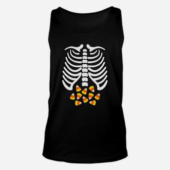 Candy Corn Skeleton Rib Cage Halloween Costume T Shirt Unisex Tank Top - Seseable