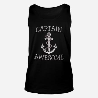 Captain Awesome Fishing Boat Cool Fisherman Unisex Tank Top - Seseable
