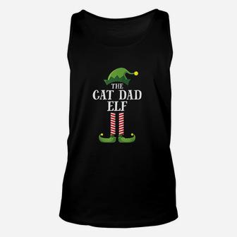Cat Dad Elf Matching Family Group Christmas Party Pajama Unisex Tank Top - Seseable