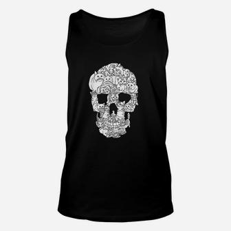 Cat Skull Halloween Funny Goth Punk Emo Graphic Gift Unisex Tank Top - Seseable