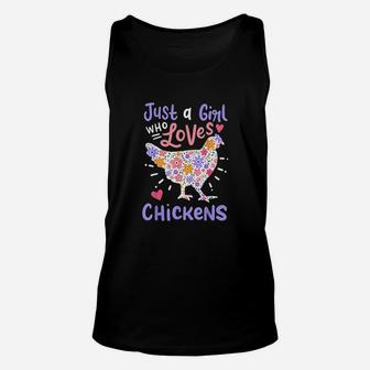 Chicken Hen Love Cute Gift Just A Girl Who Loves Chickens Unisex Tank Top - Seseable