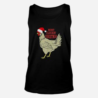 Chicken With Santa Hat Christmas Unisex Tank Top - Seseable