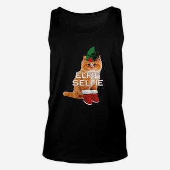 Christmas Cat Elfie Selfie Unisex Tank Top - Seseable