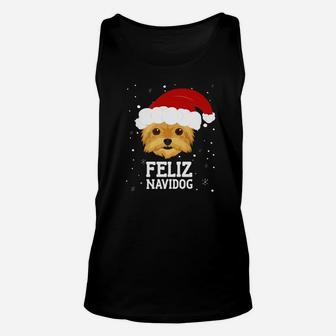 Christmas Dog Feliz Navidog Yorkshire Terrier Yorkie Shirt Unisex Tank Top - Seseable
