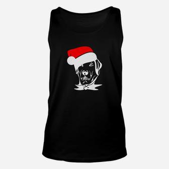 Christmas Grumpy Cute Dog Santa Hat Funny Unisex Tank Top - Seseable