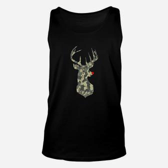 Christmas Holiday Rudolf Reindeer Red Nose Camo Hunting Unisex Tank Top - Seseable