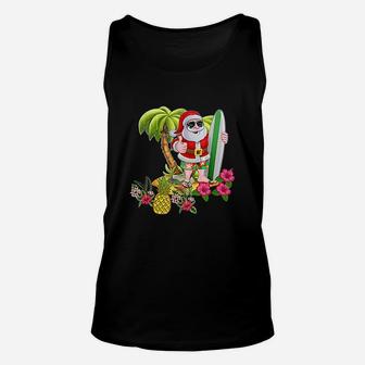 Christmas In July Santa Hawaiian Surfing Summer Surf Unisex Tank Top - Seseable