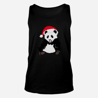Christmas Panda Bear Lover Santa Hat Gift Unisex Tank Top - Seseable